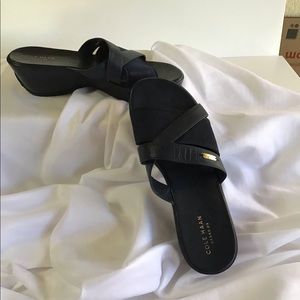 Cole Haan Navy blue stretch sandals.